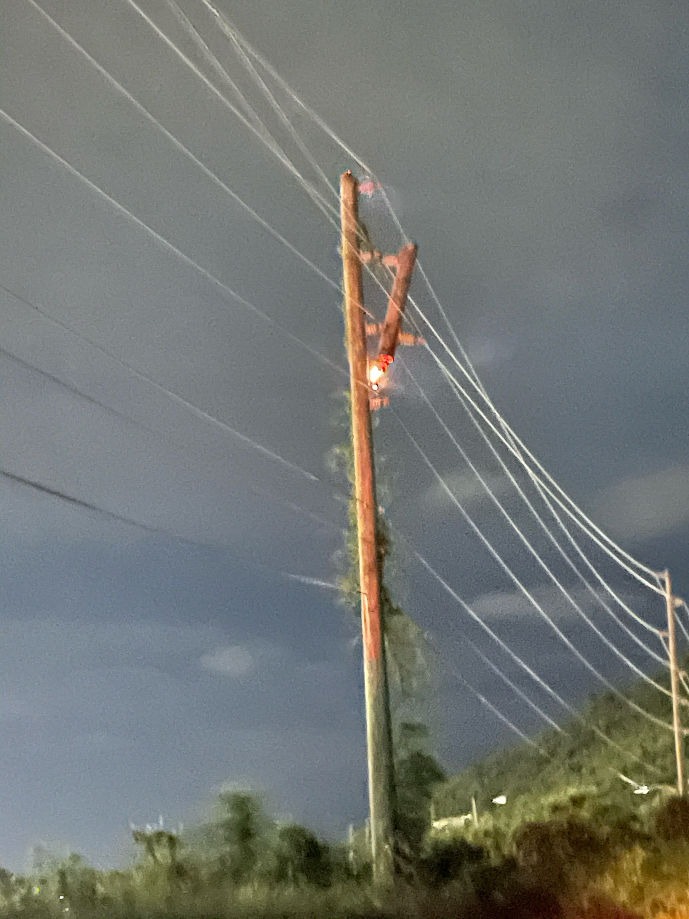 BURNING POLE WITH TRANSMISSION CIRCUIT -- SUGAR ESTATE-- SEPT 21