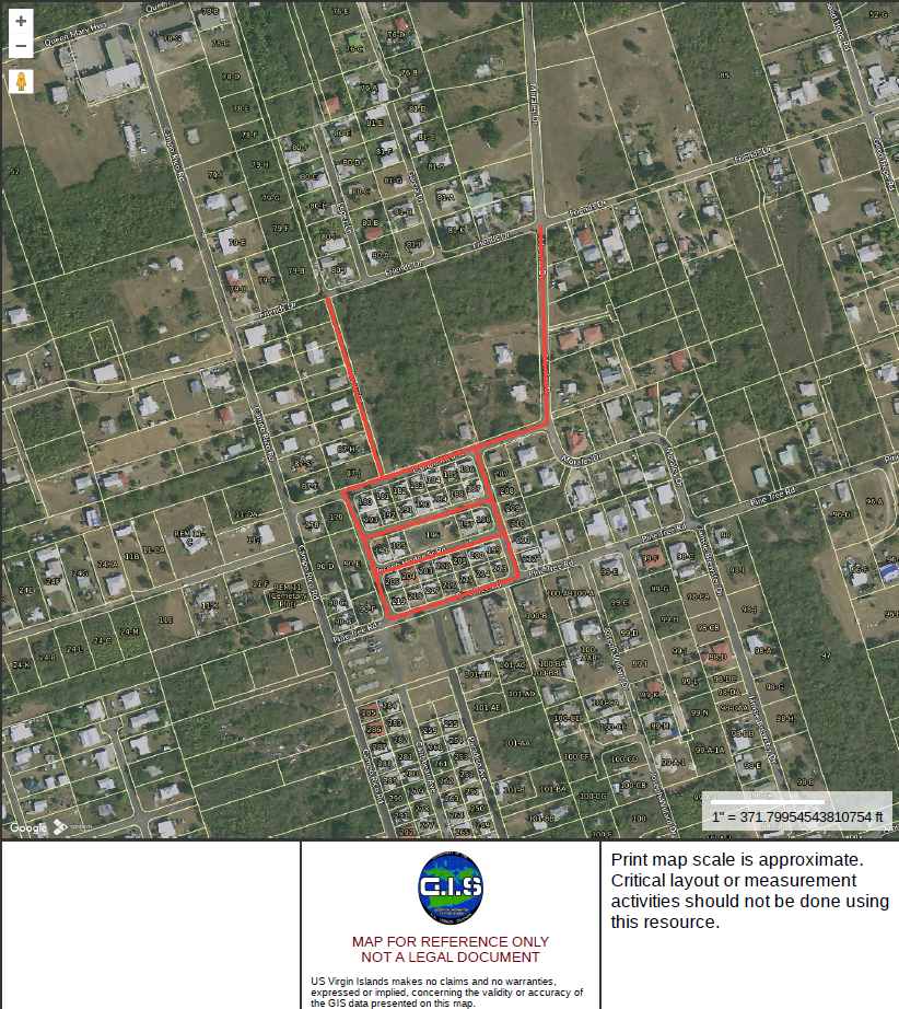 Image: Map of impacted area in the Campo Rico area (Whim) on St. Croix.